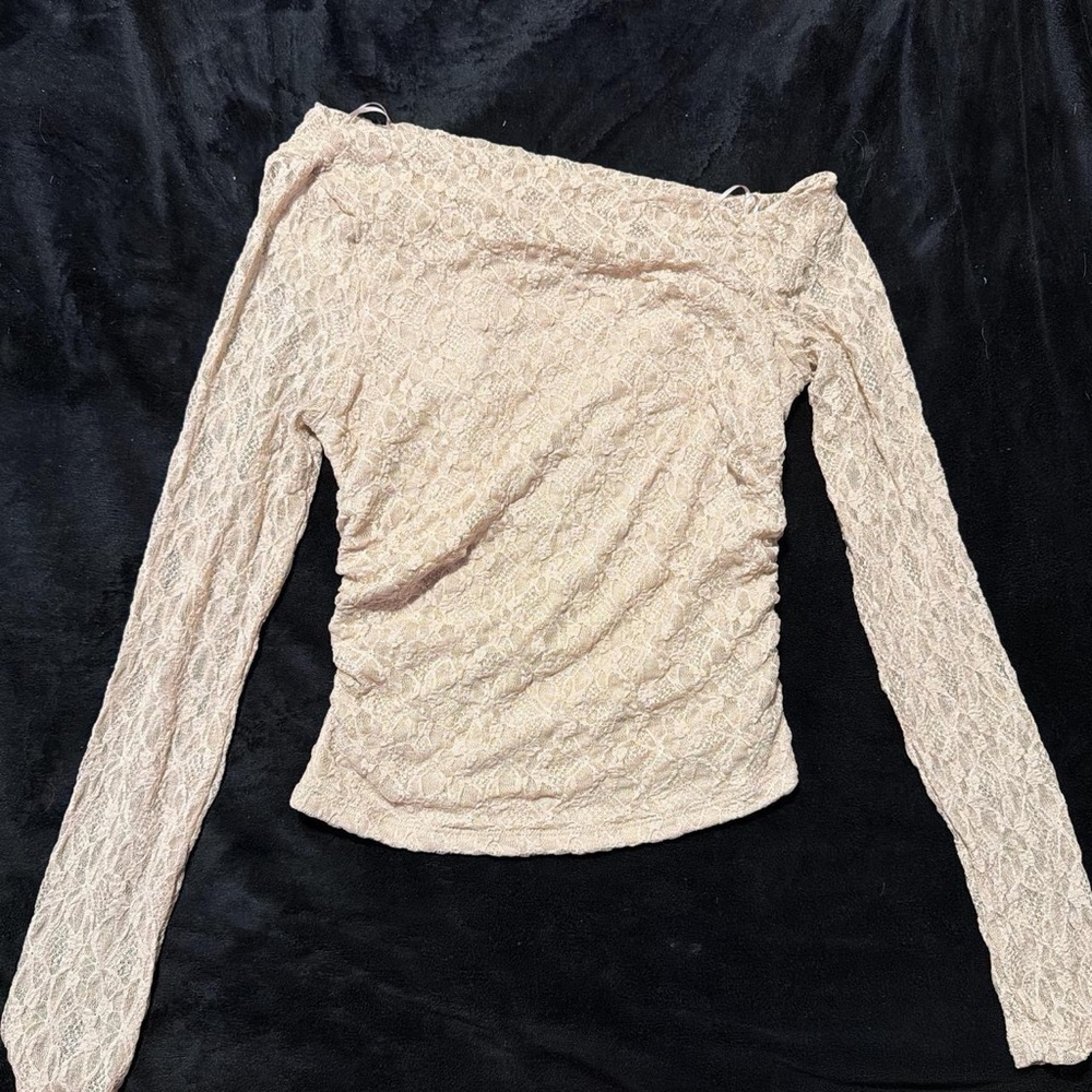 beige/cream off the shoulder top